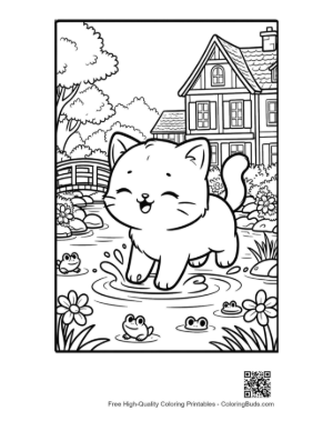 Thumbnail: Cute Astronaut Cat Floating in Outer Space with Stars Printable