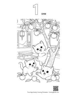 Thumbnail: Cute Kittens Having a Picnic in a Sunny Park Meadow Printable Outline Number 1