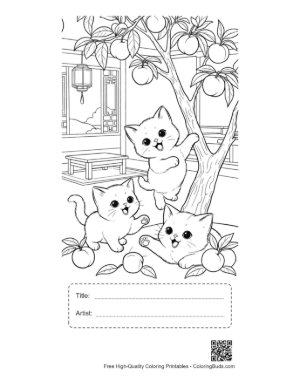 Thumbnail: Cute Kittens Having a Picnic in a Sunny Park Meadow Printable with Title and Artist Box