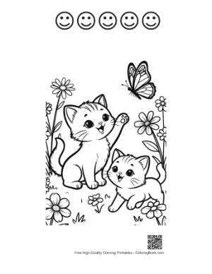 Thumbnail: Download Kittens Coloring Page Printable and 5 Happy Face Outline