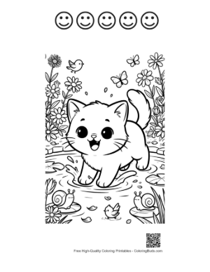 Thumbnail: Download Kittens Coloring Sheet Printable and 5 Happy Face Outline