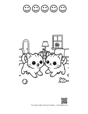 Thumbnail: Download Kittens to Color Printable and 5 Happy Face Outline