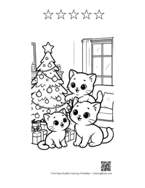 Thumbnail: Easy Kittens to Color Printable and 5 Star Outline
