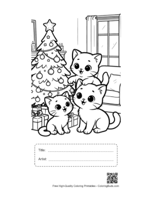 Thumbnail: Easy Kittens to Color Printable with Title and Artist Box
