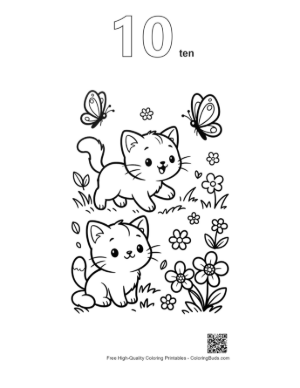 Thumbnail: Kittens Coloring Sheet Printable Outline Number 10
