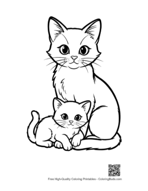 Thumbnail: Mother Cat and Kitten Outline