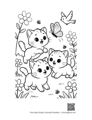 Thumbnail: Three Cute Kittens Resting Together in a Comfortable Bedroom Printable