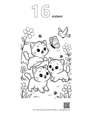 Thumbnail: Three Cute Kittens Resting Together in a Comfortable Bedroom Printable Outline Number 16