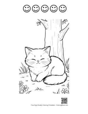 Thumbnail: Download Maine Coon Printable and 5 Happy Face Outline