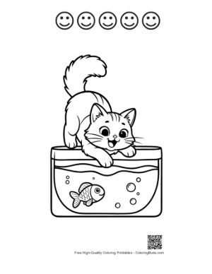 Thumbnail: Free Maine Coon Printable and 5 Happy Face Outline