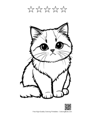 Thumbnail: Cute Persian Kitten Sitting Adorably Printable and 5 Star Outline