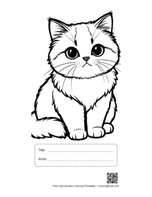 Thumbnail: Cute Persian Kitten Sitting Adorably Printable with Title and Artist Box