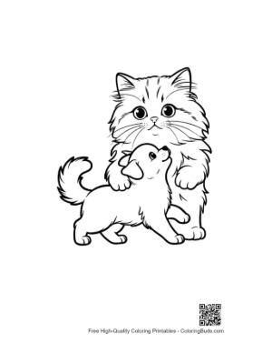 Thumbnail: Fluffy Persian Kitten Hugging Cute Puppy