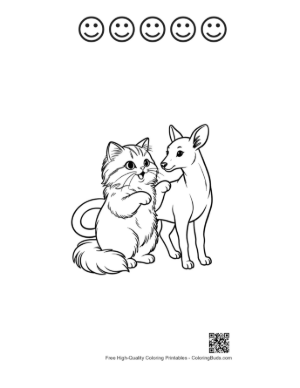Thumbnail: Persian Cat and Deer Friendship Printable and 5 Happy Face Outline