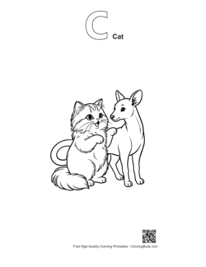 Thumbnail: Persian Cat and Deer Friendship Printable Outline Alphabet C Cat
