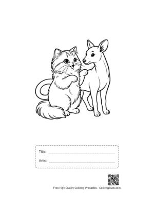 Thumbnail: Persian Cat and Deer Friendship Printable with Title and Artist Box