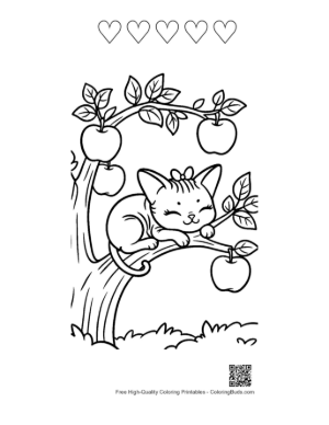 Thumbnail: Cute Sphynx Coloring Page Printable and 5 Heart Outline