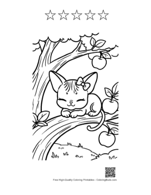 Thumbnail: Cute Sphynx Printable and 5 Star Outline