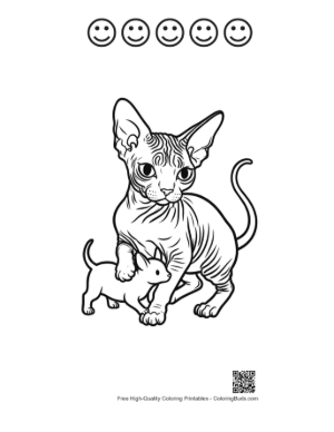 Thumbnail: Sphynx Cat and Kitten Outline Printable and 5 Happy Face Outline