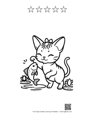 Thumbnail: Sphynx to Color Printable and 5 Star Outline