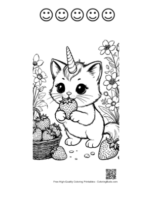 Thumbnail: Download Unicorn Cat Coloring Sheet Printable and 5 Happy Face Outline
