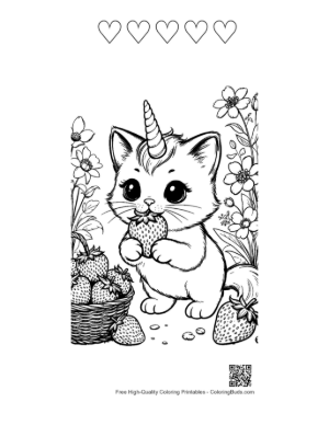 Thumbnail: Download Unicorn Cat Coloring Sheet Printable and 5 Heart Outline