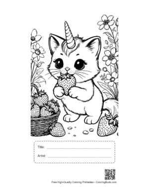 Thumbnail: Download Unicorn Cat Coloring Sheet Printable with Title and Artist Box