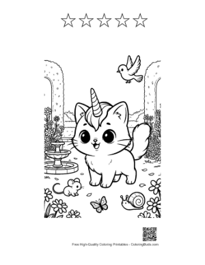 Thumbnail: Download Unicorn Cat Printable and 5 Star Outline