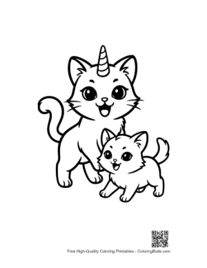 Thumbnail: Magical Unicorn Cat Mom and Kitten