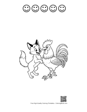 Thumbnail: Friendly Fox and Rooster Handshake Printable and 5 Happy Face Outline