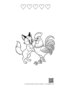 Thumbnail: Friendly Fox and Rooster Handshake Printable and 5 Heart Outline