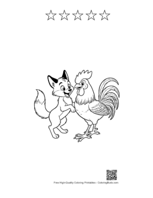 Thumbnail: Friendly Fox and Rooster Handshake Printable and 5 Star Outline