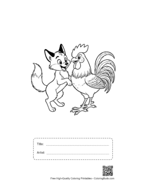 Thumbnail: Friendly Fox and Rooster Handshake Printable with Title and Artist Box