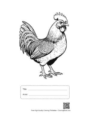 Thumbnail: Majestic Rooster Illustration Printable with Title and Artist Box