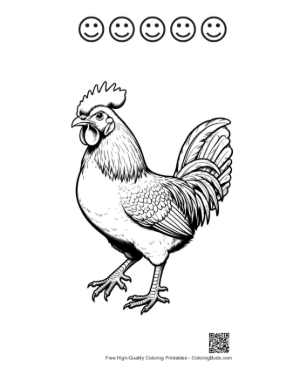 Thumbnail: Majestic Rooster Standing Proudly Printable and 5 Happy Face Outline