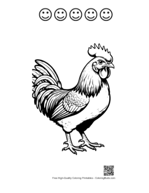 Thumbnail: Majestic Rooster Standing Proudly Printable and 5 Happy Face Outline