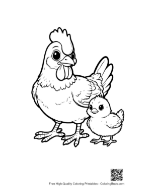 Thumbnail: Mother Hen and Chick Outline