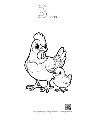 Thumbnail: Mother Hen and Chick Outline Printable Outline Number 3