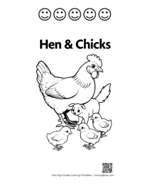 Thumbnail: Mother Hen and Her Chicks Printable and 5 Happy Face Outline