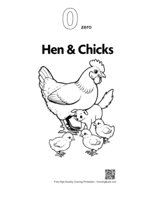 Thumbnail: Mother Hen and Her Chicks Printable Outline Number 0
