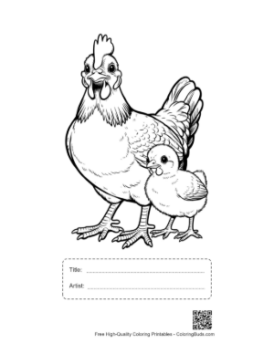 Thumbnail: Mother Hen Protecting Her Chicks Printable with Title and Artist Box