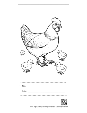 Thumbnail: Mother Hen with Adorable Chicks Printable with Title and Artist Box