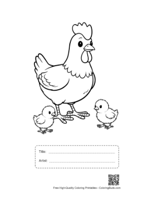 Thumbnail: Mother Hen with Her Chicks Printable with Title and Artist Box