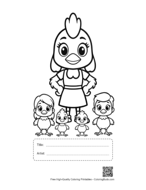 Thumbnail: Mother Hen with Her Cute Chicks Printable with Title and Artist Box