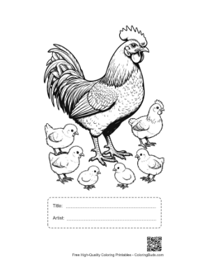 Thumbnail: Proud Rooster and Chicks Family Printable with Title and Artist Box