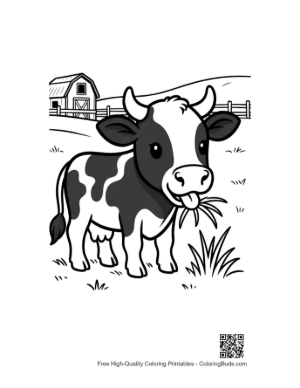Thumbnail: Adorable Holstein Calf Eating Grass by the Farm Printable