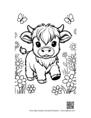 Thumbnail: Cute Highland Cow Coloring Page Printable
