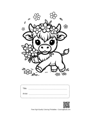 Thumbnail: Cute Highland Cow Printable with Title and Artist Box