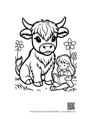 Thumbnail: Cute Highland Cow to Color Printable