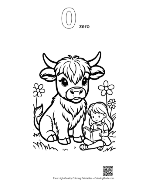 Thumbnail: Cute Highland Cow to Color Printable Outline Number 0